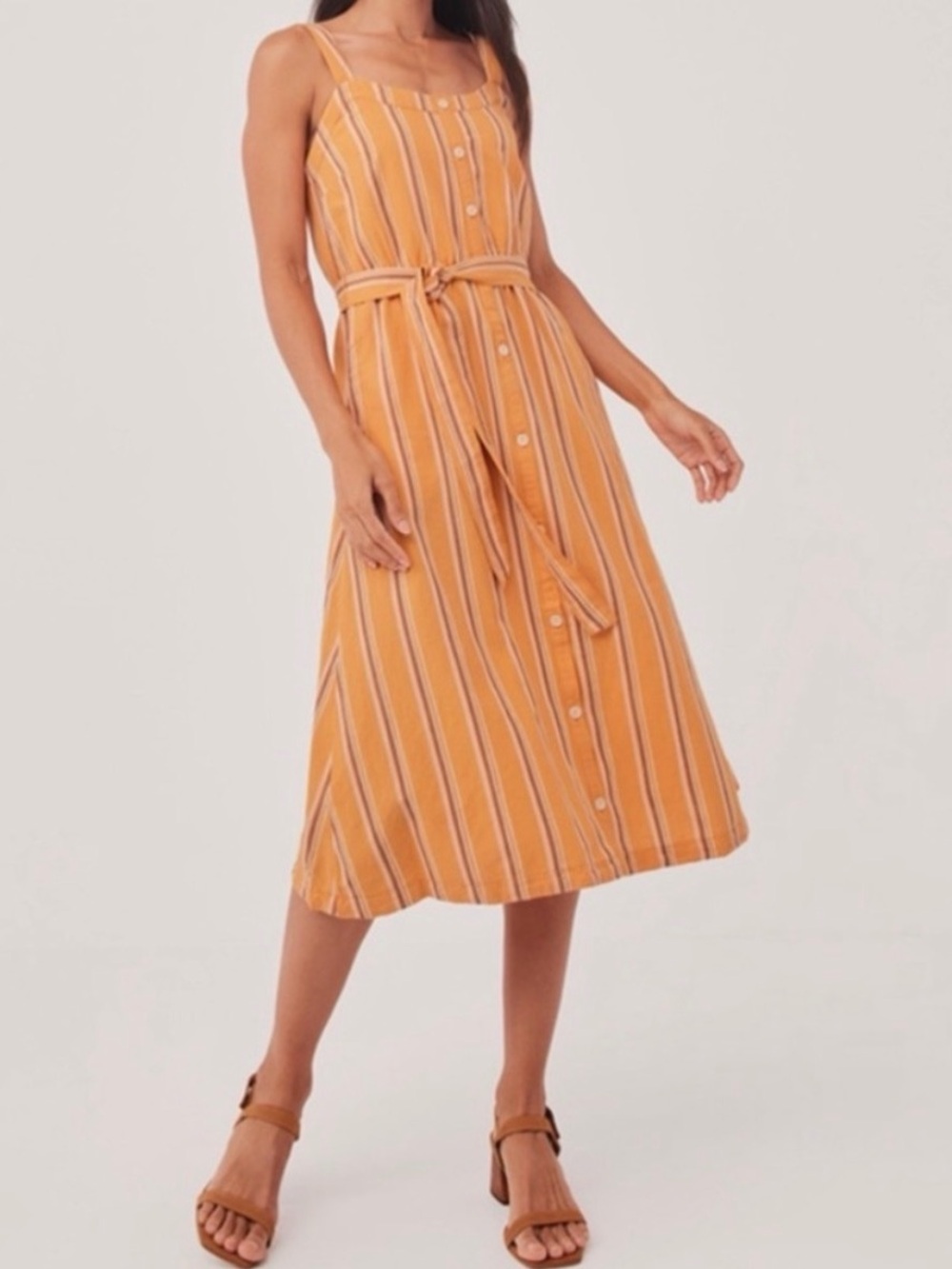 Pact Striped Midi Dress in Orange and White